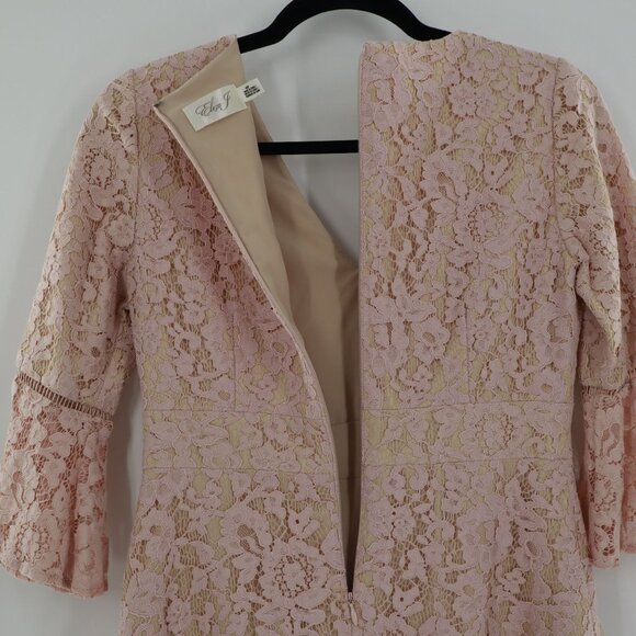 Eliza J Bell Sleeve Lace Dress Womens 4P Blush Coquette Party Event Twee Holiday - Picture 6 of 11
